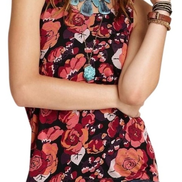 Free People Rose Floral Knot Back Tank Top Cami - Picture 1 of 13